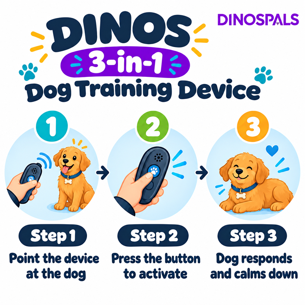 Dinos Pals 3-Step How To Use with Logo
